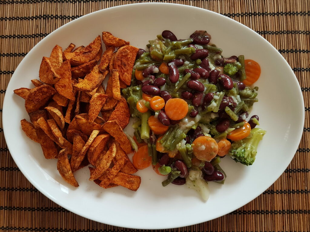 Read more about the article Sweet potato fries and vegetables – perfect